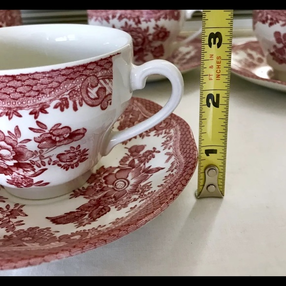Red Staffordshire Floral Chintz Cup & Saucer - Picture 3 of 5